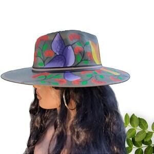 Hand-Painted‎ Dark Green Art Hat From Peru